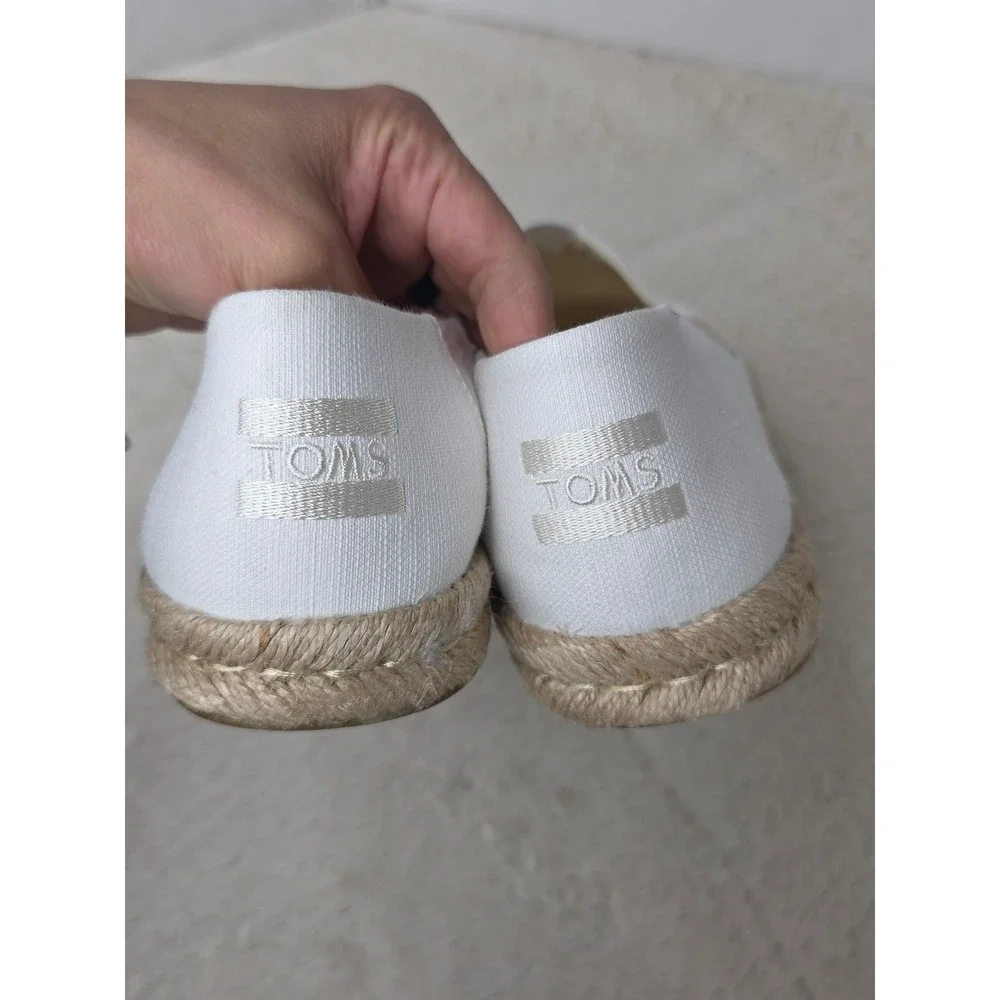 TOMS Off White Alpargata Espadrille Slip On Canvas‎ Shoes W's 10 Comfy Relaxing